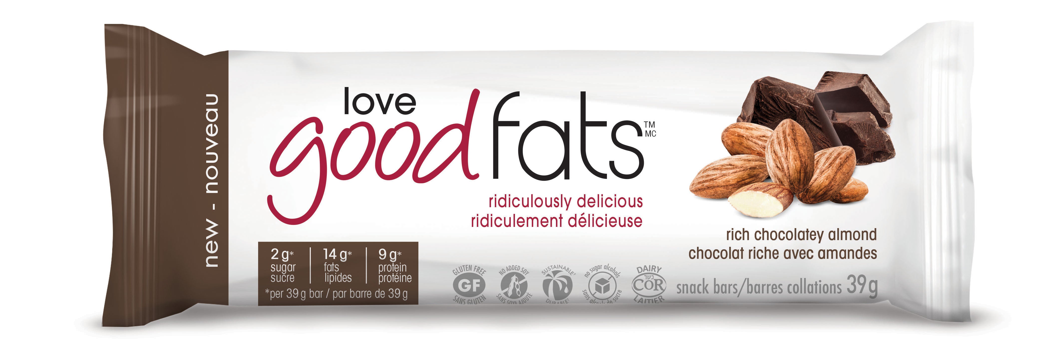 Love Good Fats Snack Bar - Chocolatey Almond (39g) - Lifestyle Markets