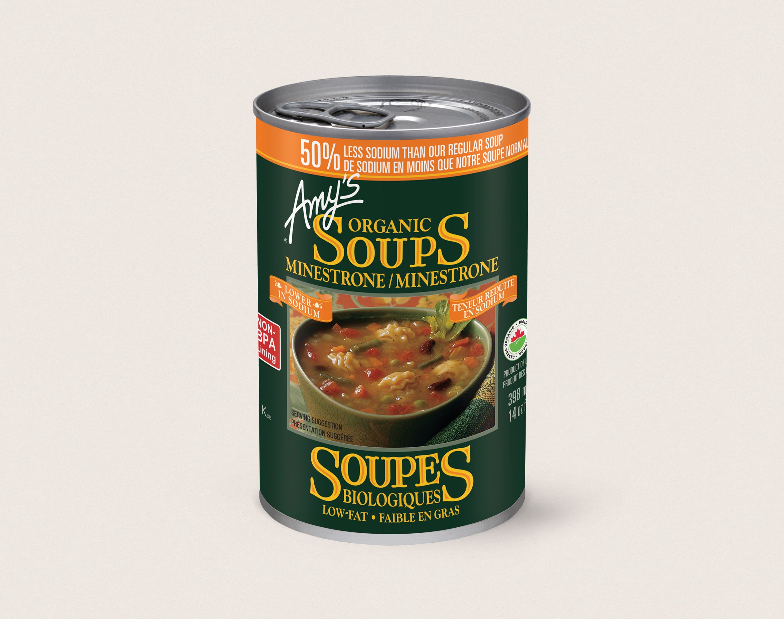 Amy's Kitchen Organic Lower Sodium Minestrone Soup (398ml) - Lifestyle Markets