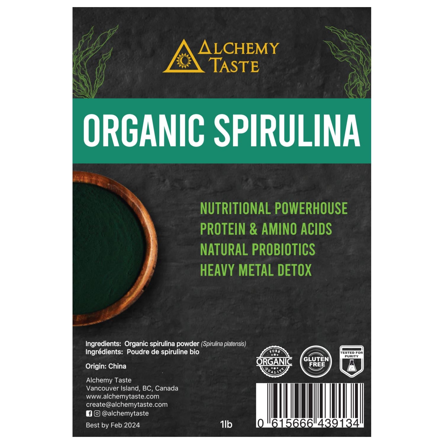 Alchemy Taste Organic Spirulina Powder (1lb) - Lifestyle Markets