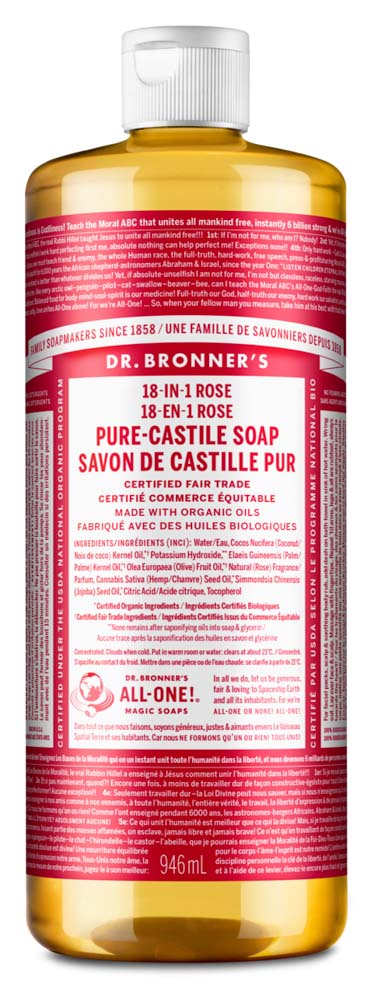 Dr. Bronner's Castile Liquid Soap - Rose (946ml) - Lifestyle Markets