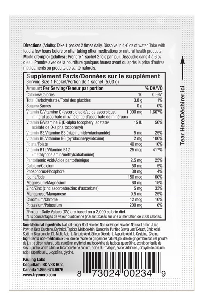 Ener-C Lemon Ginger - SUGAR FREE (30 Pk) - Lifestyle Markets
