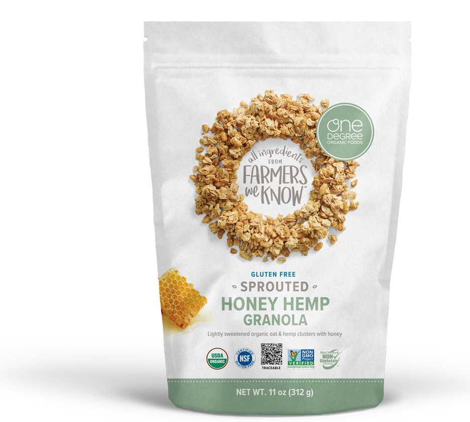One Degree Organic Sprouted Oat Granola - Honey Hemp (312g) - Lifestyle Markets