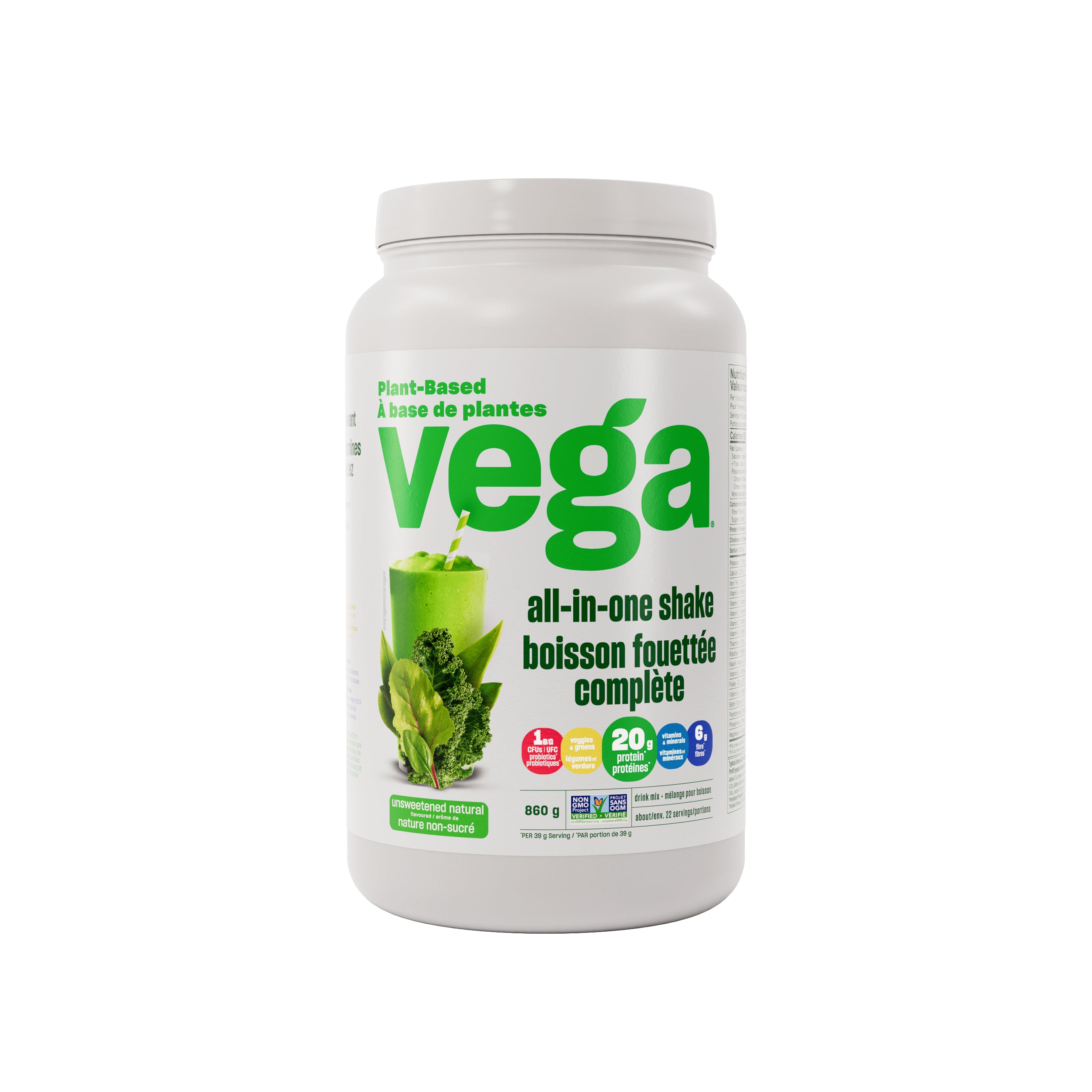 Vega One All in One Shake - Unsweetened Natural (860g) - Lifestyle Markets