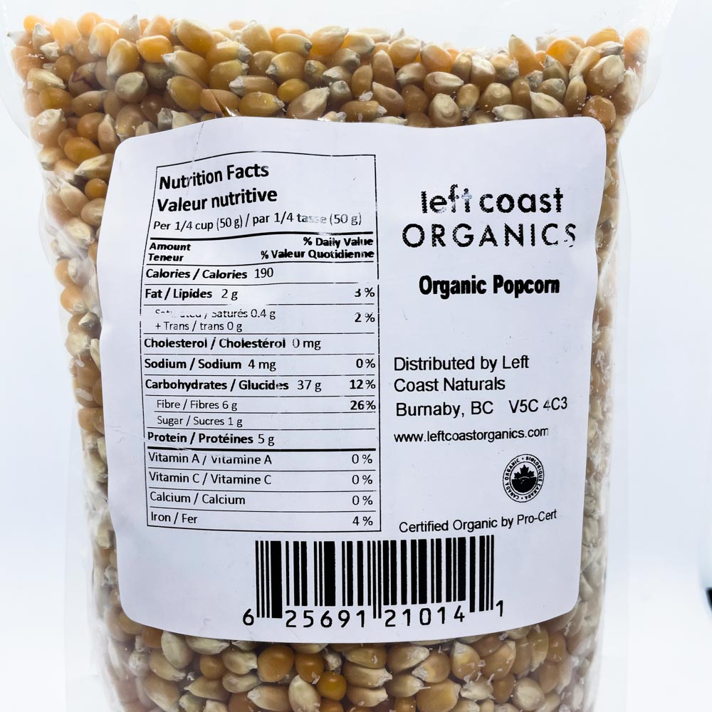 Left Coast Organics Organic Popcorn (1.3kg) - Lifestyle Markets