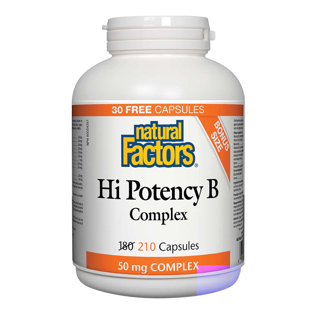 Natural Factors Hi-Potency B-Complex BONUS (210 Caps) - Lifestyle Markets