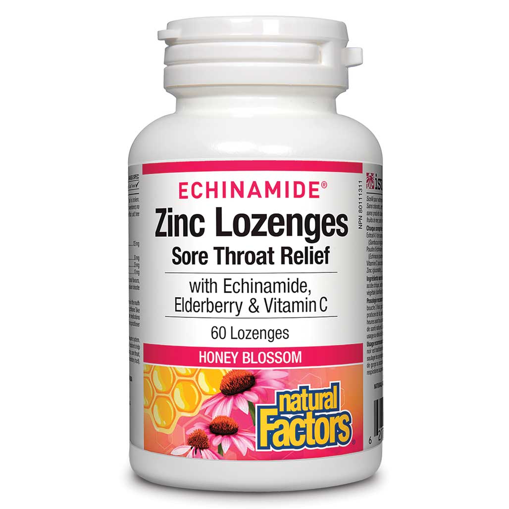 Natural Factors Echinamide Zinc Lozenges - Honey Blossom (60 Loz) - Lifestyle Markets