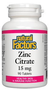 Natural Factors Zinc Citrate (15mg) (90 Tablets) - Lifestyle Markets
