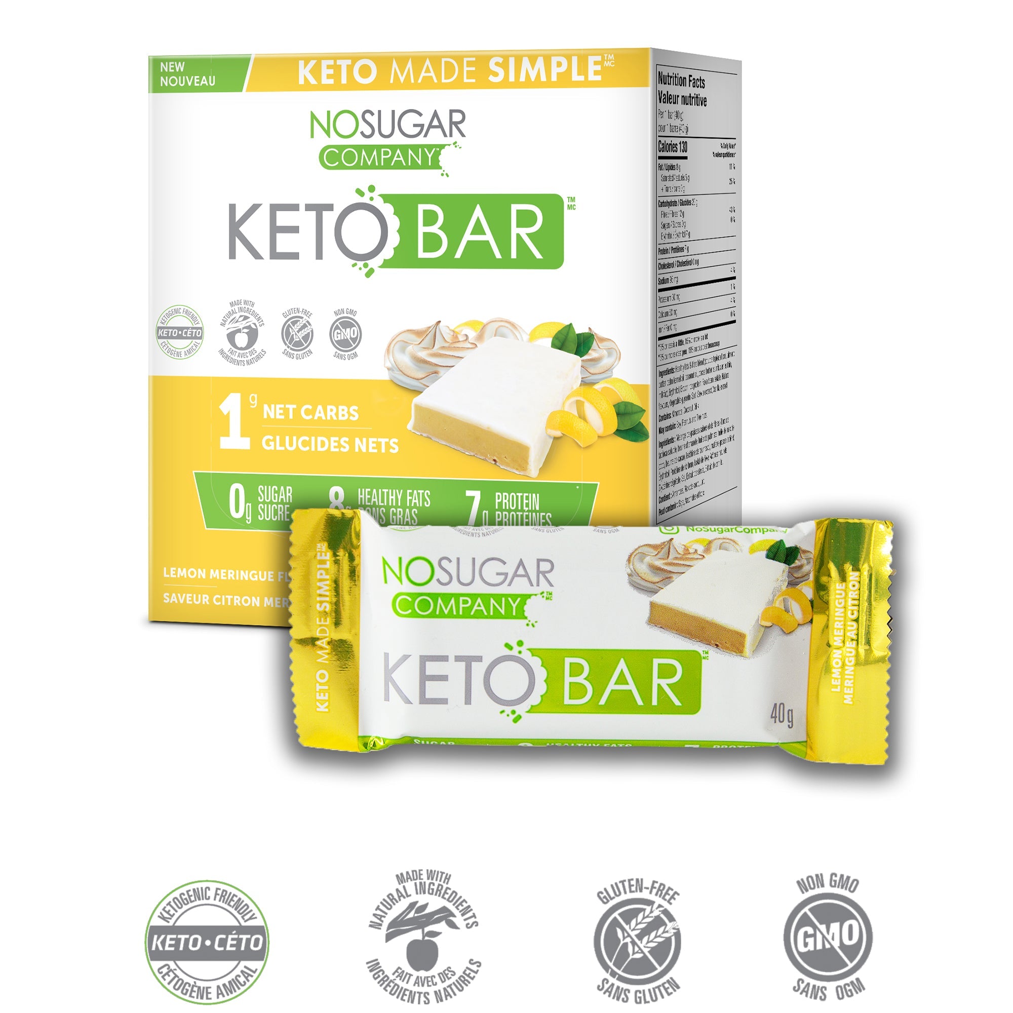 No Sugar Keto Bar - Lemon Meringue (40g) - Lifestyle Markets