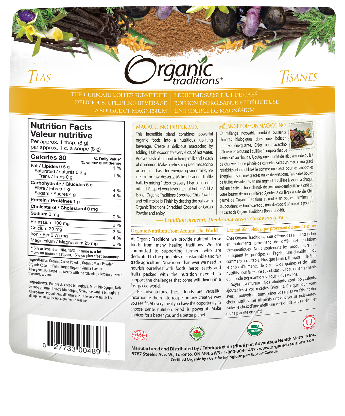 Organic Traditions Macaccino Drink (227g) - Lifestyle Markets