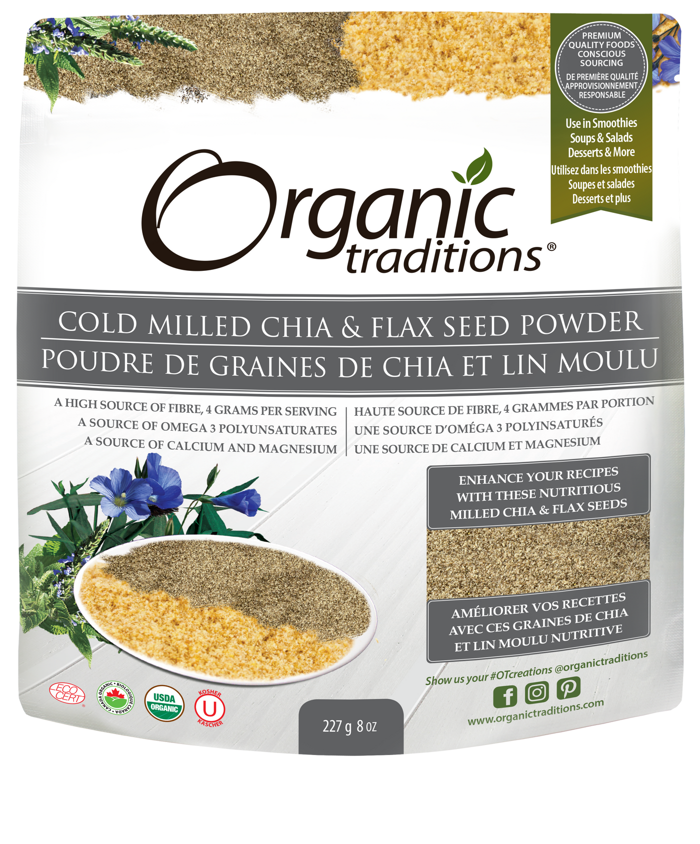 Organic Traditions Sprouted Chia & Flax (227g) - Lifestyle Markets
