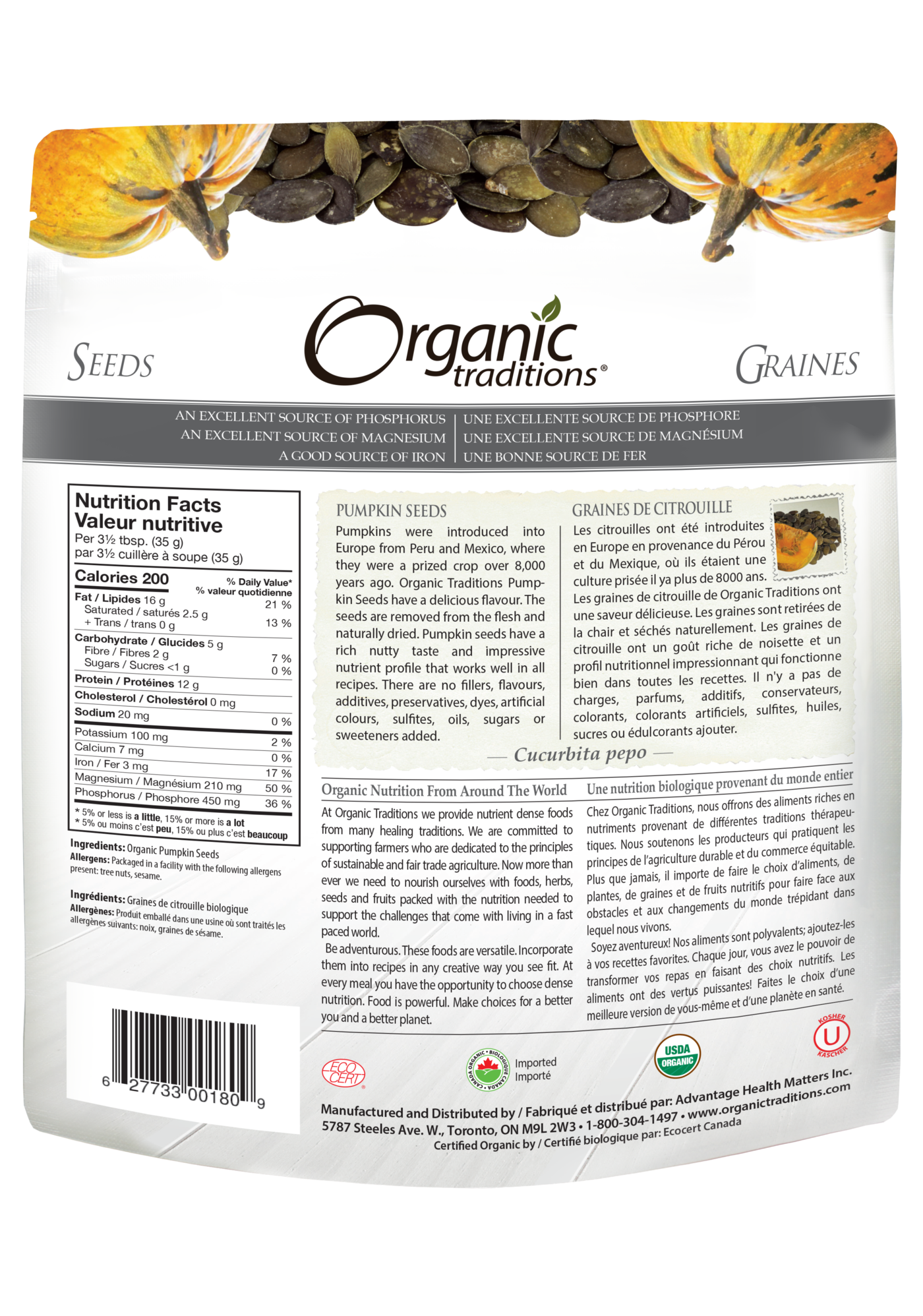 Organic Traditions Organic Jumbo Pumpkin Seeds (454g) - Lifestyle Markets