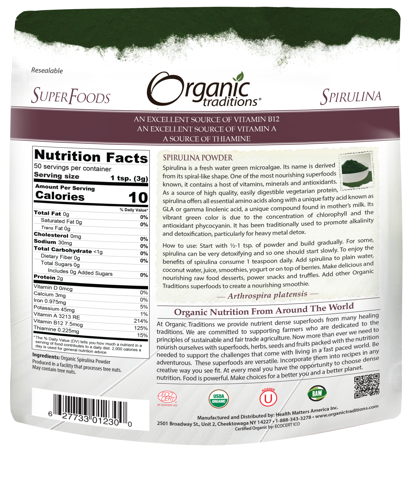 Organic Traditions Spirulina Powder (150g) - Lifestyle Markets