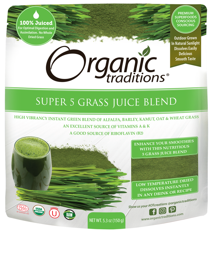 Organic Traditions Super 5 Grass Juice Blend (150g) - Lifestyle Markets
