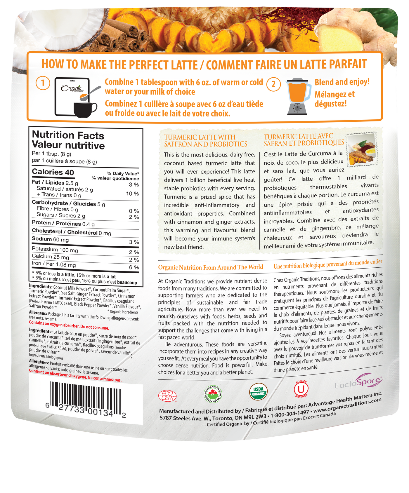 Organic Traditions Turmeric Latte (150g) - Lifestyle Markets