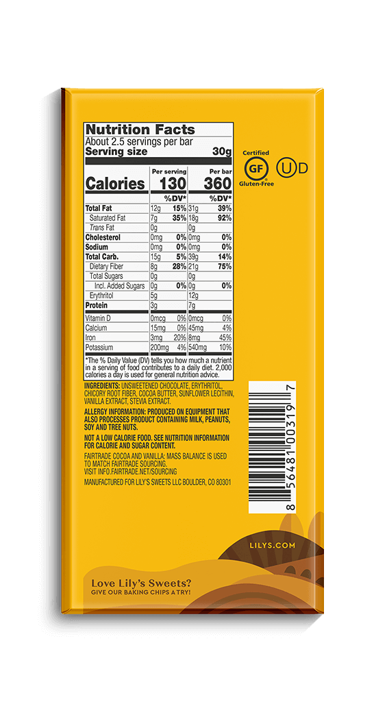 Lily's Sweets Extra Dark Chocolate - Extra Dark (85g) - Lifestyle Markets