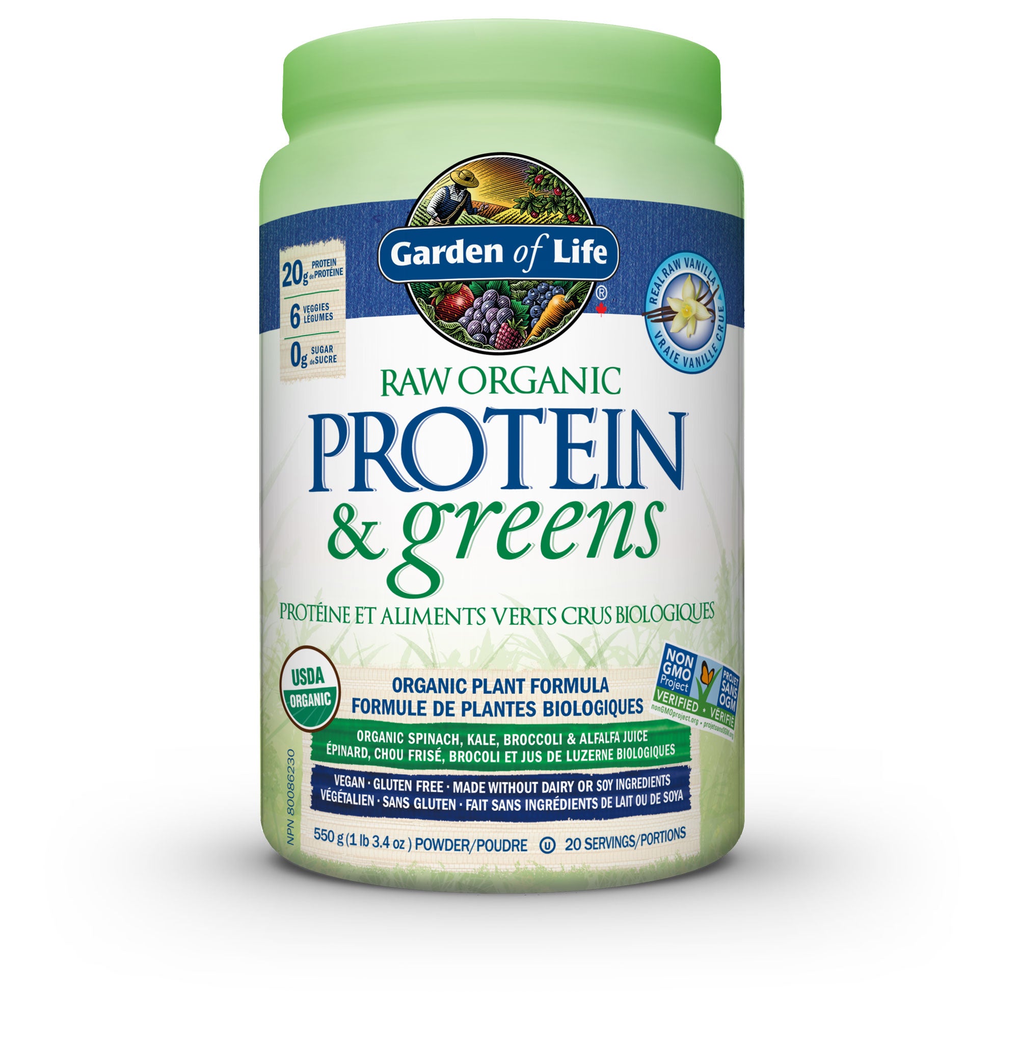 Garden of Life Raw Org Protein & Greens Vanilla (550g) - Lifestyle Markets