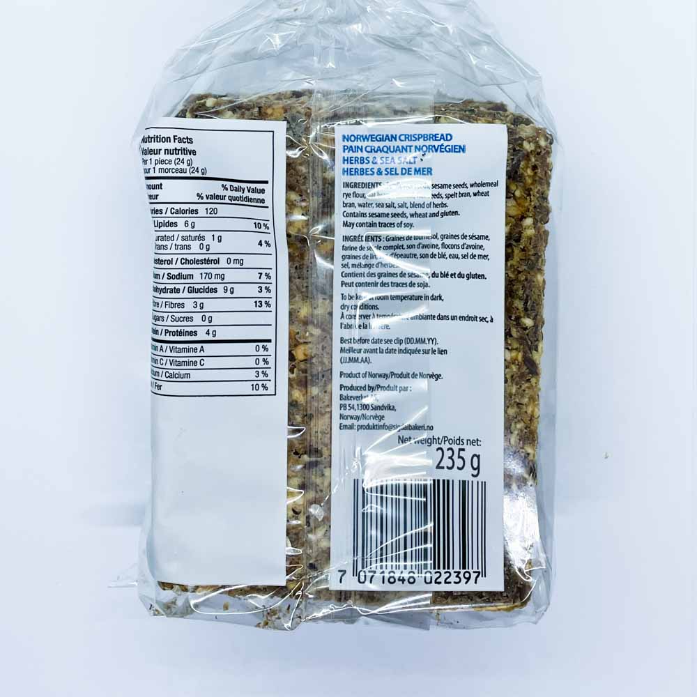 Sigdal Bakeri Herbs & Sea Salt Crispbread (235g) - Lifestyle Markets