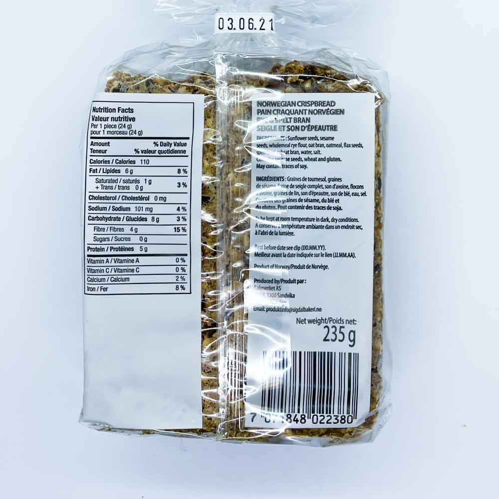 Sigdal Bakeri Rye & Spelt Bran Crispbread (235g) - Lifestyle Markets
