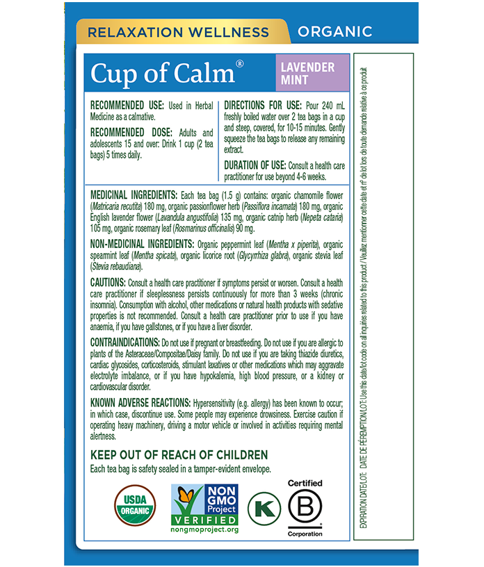 Traditional Medicinals Cup of Calm Tea (16 Bags) - Lifestyle Markets