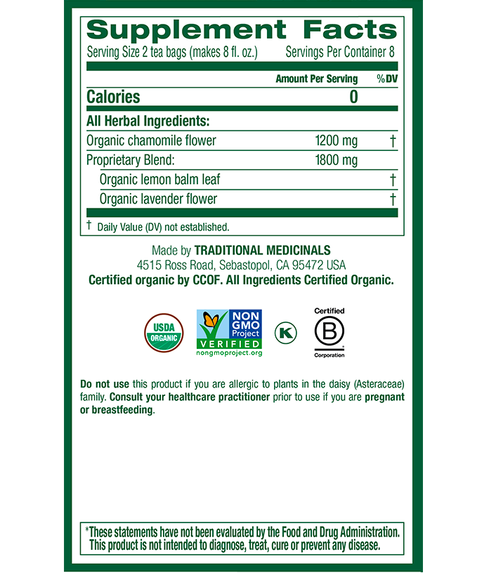 Traditional Medicinals Chamomile & Lavender Tea (16 Bags) - Lifestyle Markets