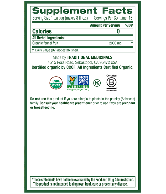 Traditional Medicinals Fennel Tea (16 Bags) - Lifestyle Markets
