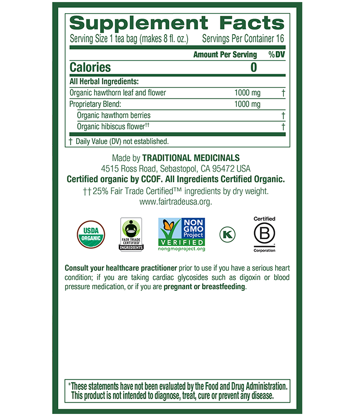 Traditional Medicinals Hawthorn & Hibiscus Tea (16 Bags) - Lifestyle Markets