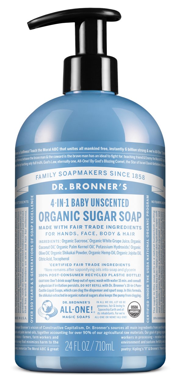 Dr. Bronner's Pump Soap - Baby Unscented (710ml) - Lifestyle Markets