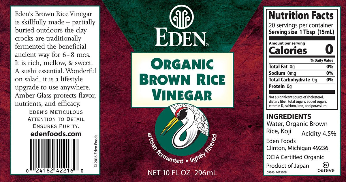 Eden Organic Brown Rice Vinegar (296ml) - Lifestyle Markets