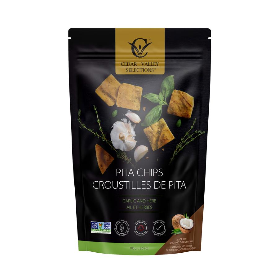 Cedar Valley Pita Chips - Garlic & Herb (180g) - Lifestyle Markets
