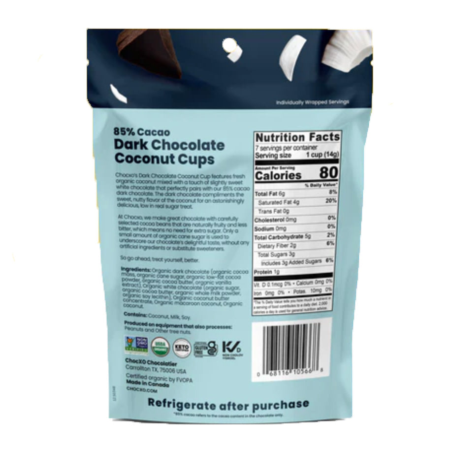 ChocXo Dark Chocolate Coconut Cups (98g) - Lifestyle Markets