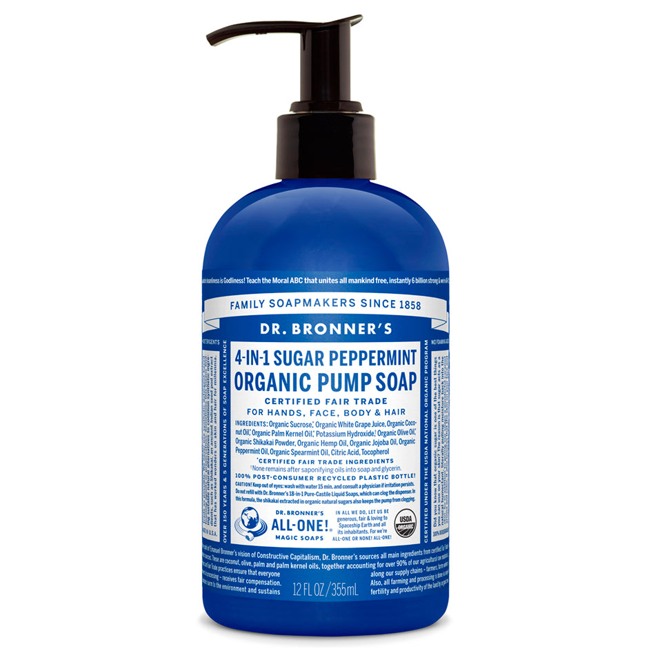 Dr. Bronner's Pump Soap - Peppermint (355ml) - Lifestyle Markets