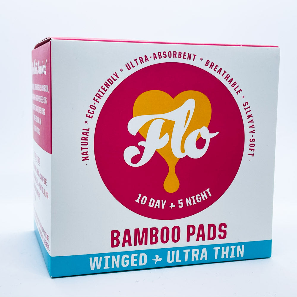 Here We Flo Flo - Bamboo Pads - Winged+Ultra Thin (15 pack) - Lifestyle Markets