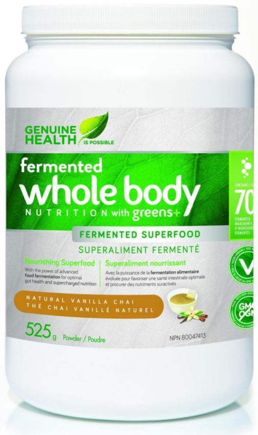 Genuine Health Fermented Whole Body Nutrition w/ greens+ - Natural Vanilla Chai (525g) - Lifestyle Markets