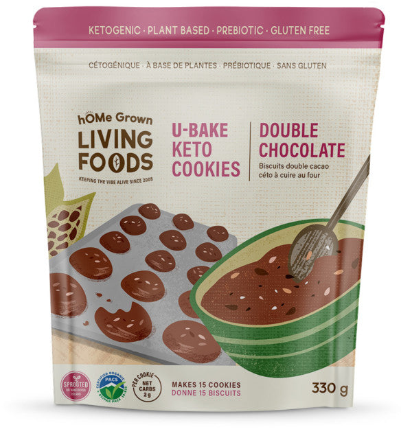 hOMe Grown Living Foods U-Bake Keto Cookies - Double Chocolate (330g) - Lifestyle Markets