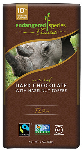 Endangered Species Rhino Dark Chocolate with Hazelnut Toffee (85g) - Lifestyle Markets