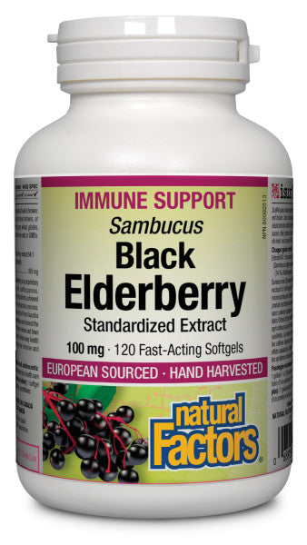 Natural Factors Black Elderberry (120 sgels) - Lifestyle Markets