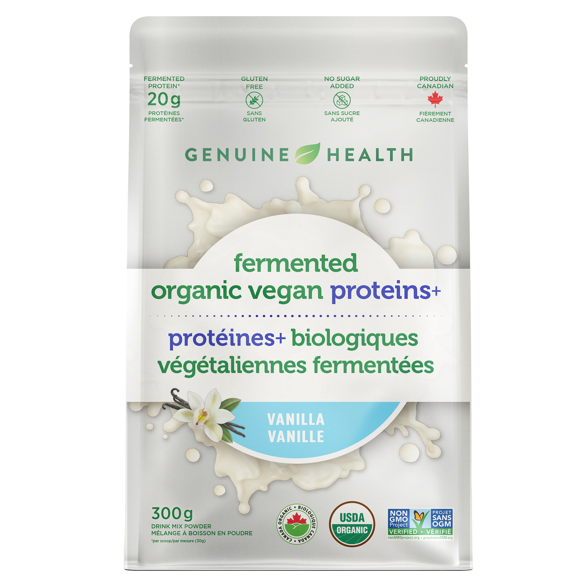 Genuine Health Organic Fermented Vegan Proteins+ - Vanilla (300g) - Lifestyle Markets