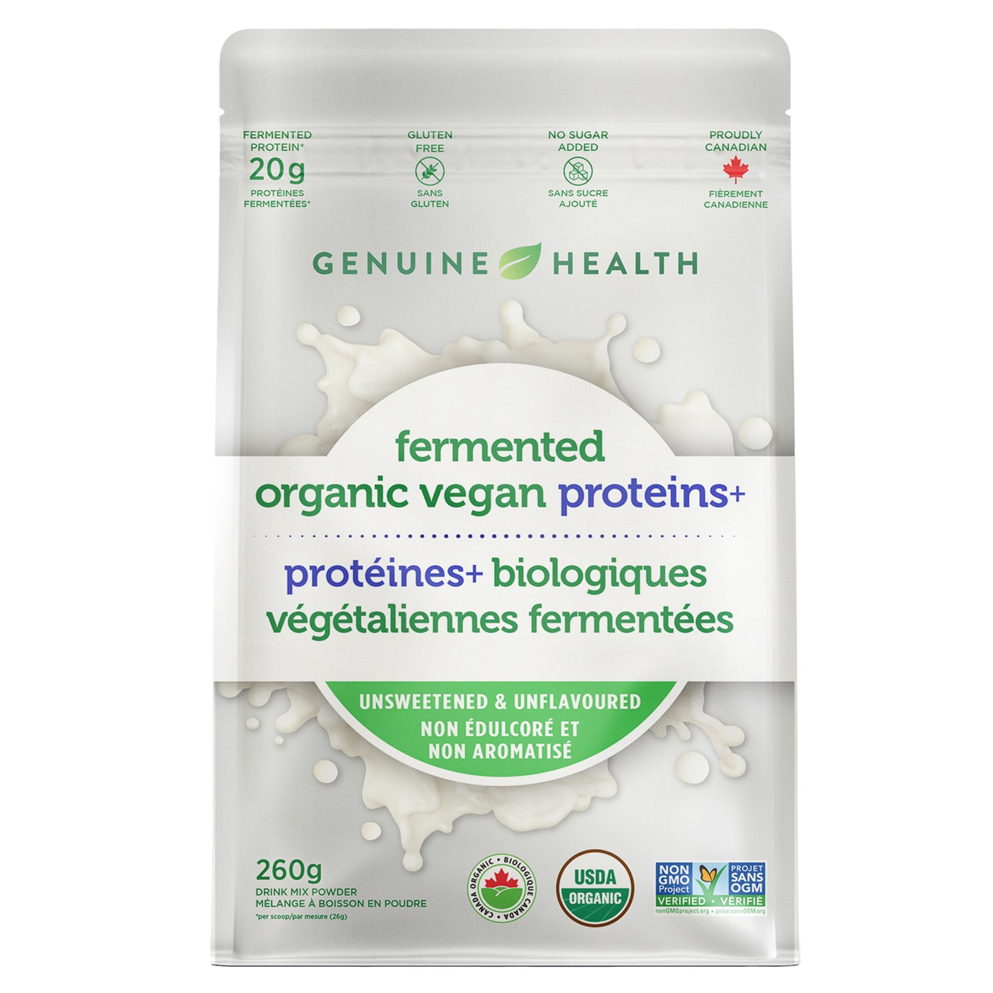 Genuine Health Organic Fermented Vegan Proteins+ - Unflavoured (260g) - Lifestyle Markets