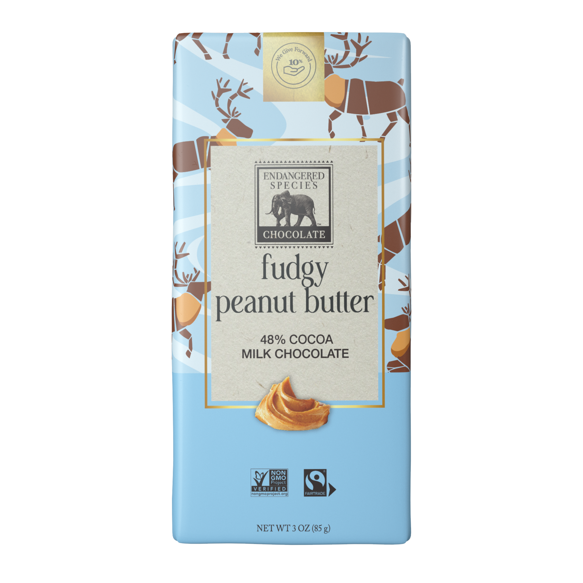 Endangered Species Fudgy Peanut Butter 48% Cocoa (85g) - Lifestyle Markets