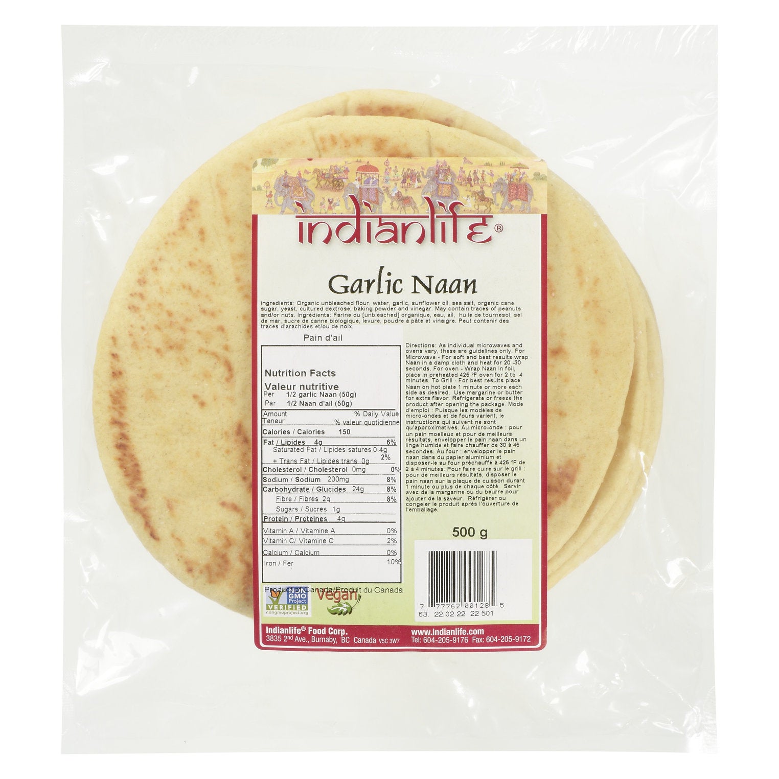 Indianlife Garlic Naan (500g) - Lifestyle Markets