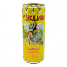 Sicilian lemonade can with vintage-style design on a white background