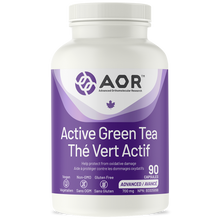 Bottle of AOR Active Green Tea capsules on a white background