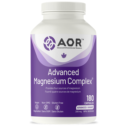 Bottle of AOR Advanced Magnesium Complex on a white background