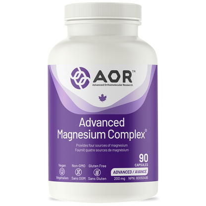 Bottle of AOR Advanced Magnesium Complex on a white background
