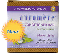 Auromère Ayurvedic Formula conditioner bar with neem packaging on a white background