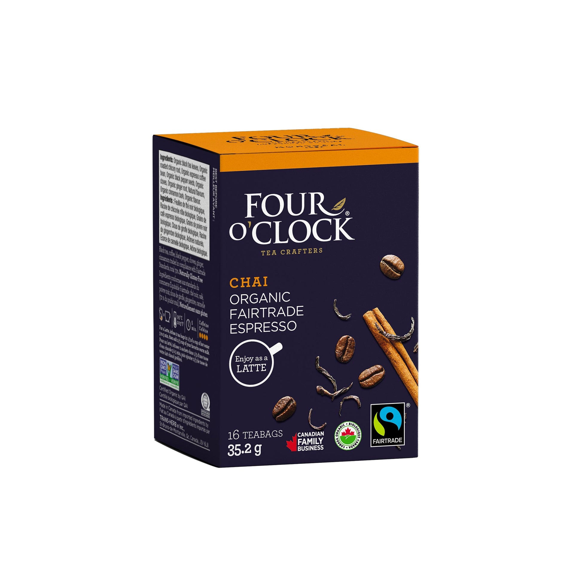 Four O'Clock - Espresso Organic Fairtrade Chai Tea (16ct) - Lifestyle Markets