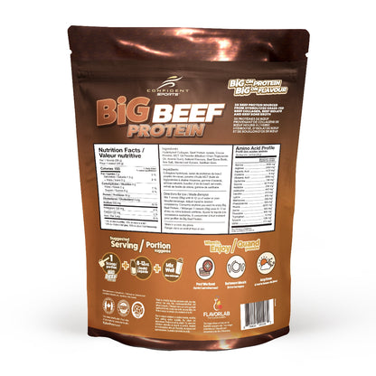 Big Beef Protein package with nutrition facts on a white background