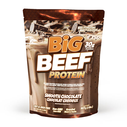 Big Beef Protein package in smooth chocolate flavor on a white background