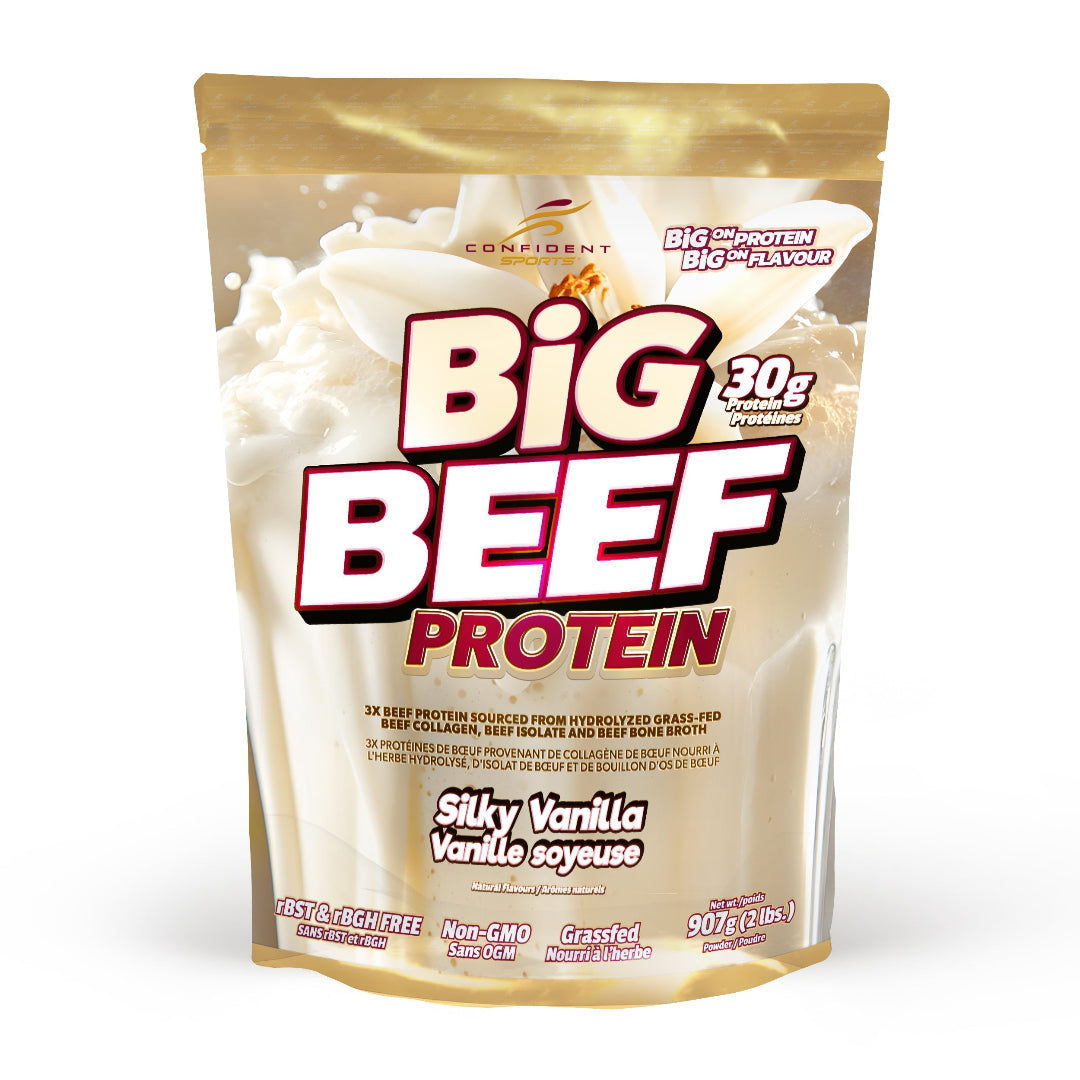 Package of Big Protein Beef Silky Vanilla flavor on a white background