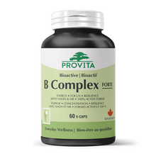 Bottle of Provita B Complex Forte supplement on a white background